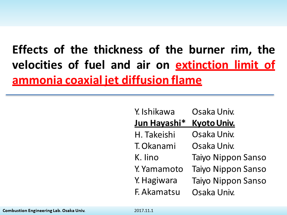 Effects of the Thickness of the Burner Rim, the Velocities of Fuel and Air on Extinction Limit of Ammonia Coaxial Jet Diffusion Flame