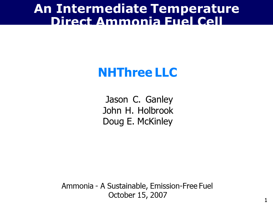 An Intermediate Temperature Direct Ammonia Fuel Cell
