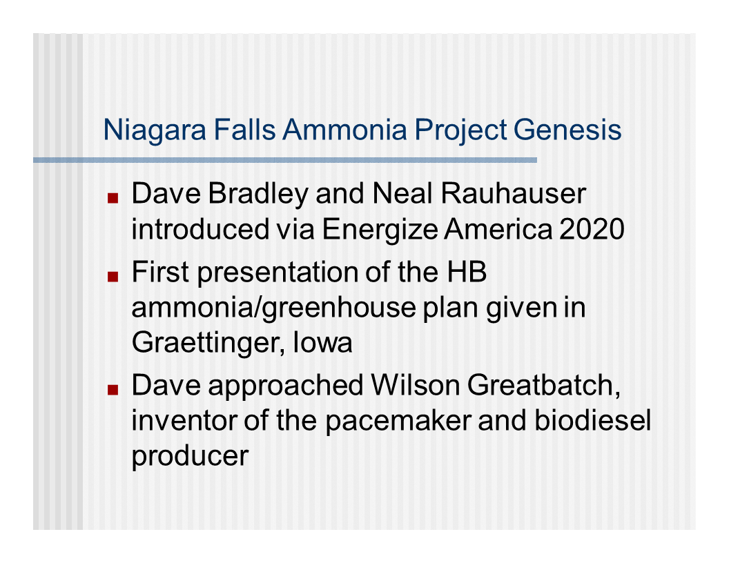 Niagara Falls Hydro to Ammonia