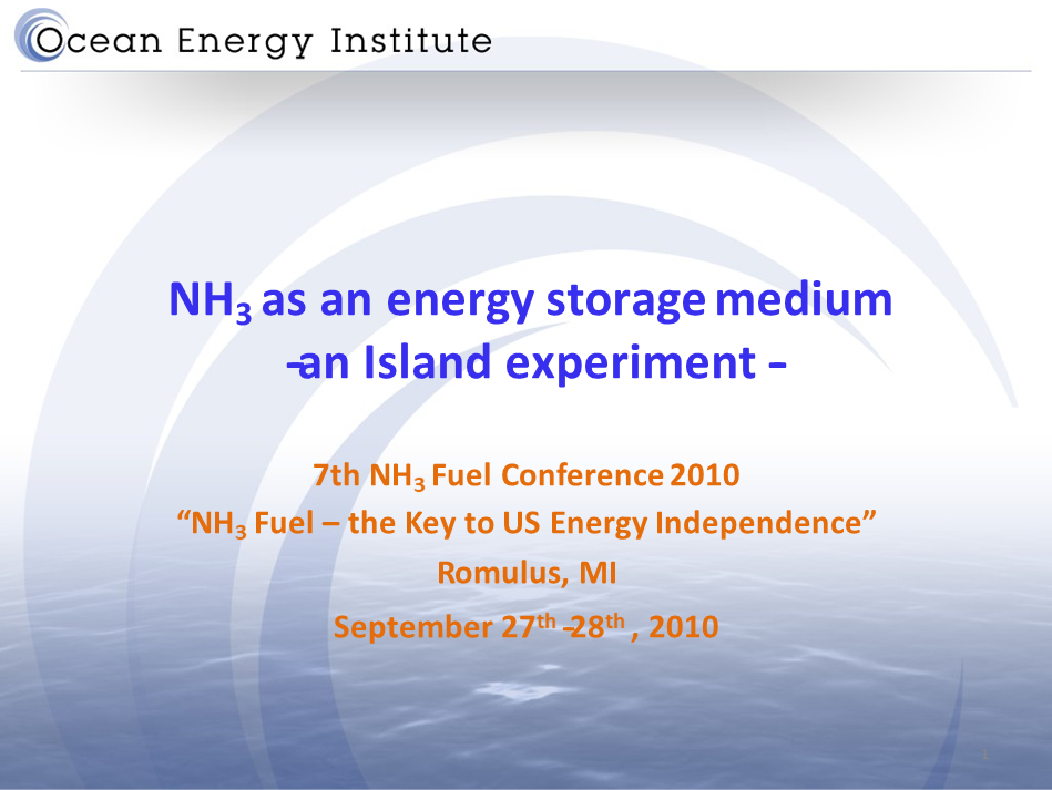 NH3 as an Energy Storage Medium — an Island Experiment