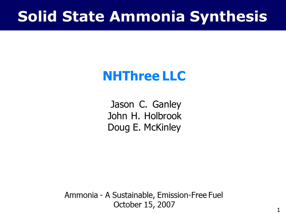 “Solid-State” Ammonia Synthesis from Renewable Energy