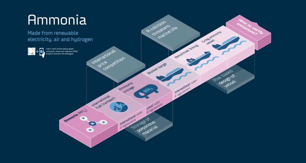 Key supply chain elements, risks and considerations in the ammonia fuel supply chain.