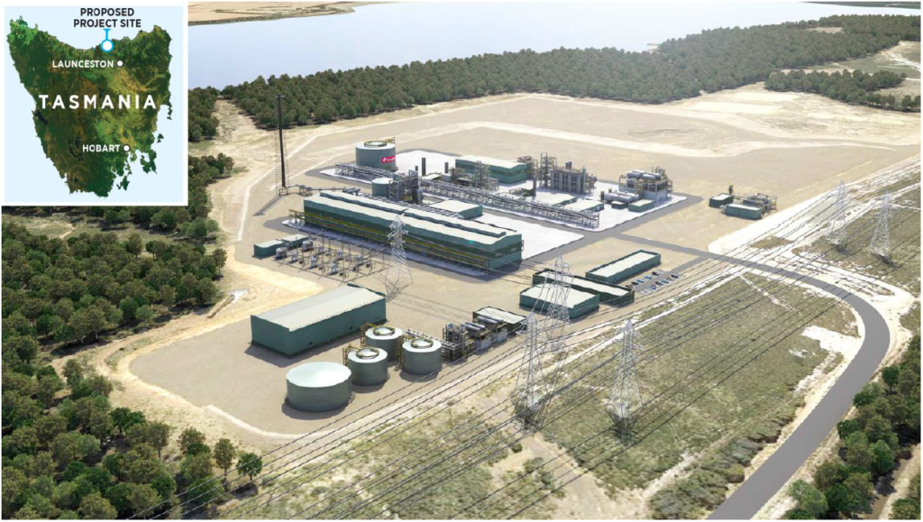 Graphic visualisation of Woodside's Bell Bay green ammonia plant - initial phase.