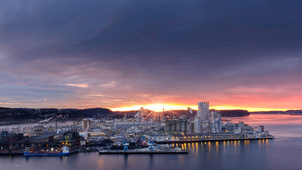 Yara's industrial complex in Herøya , where the green ammonia pilot plant will be built. Source: Yara.