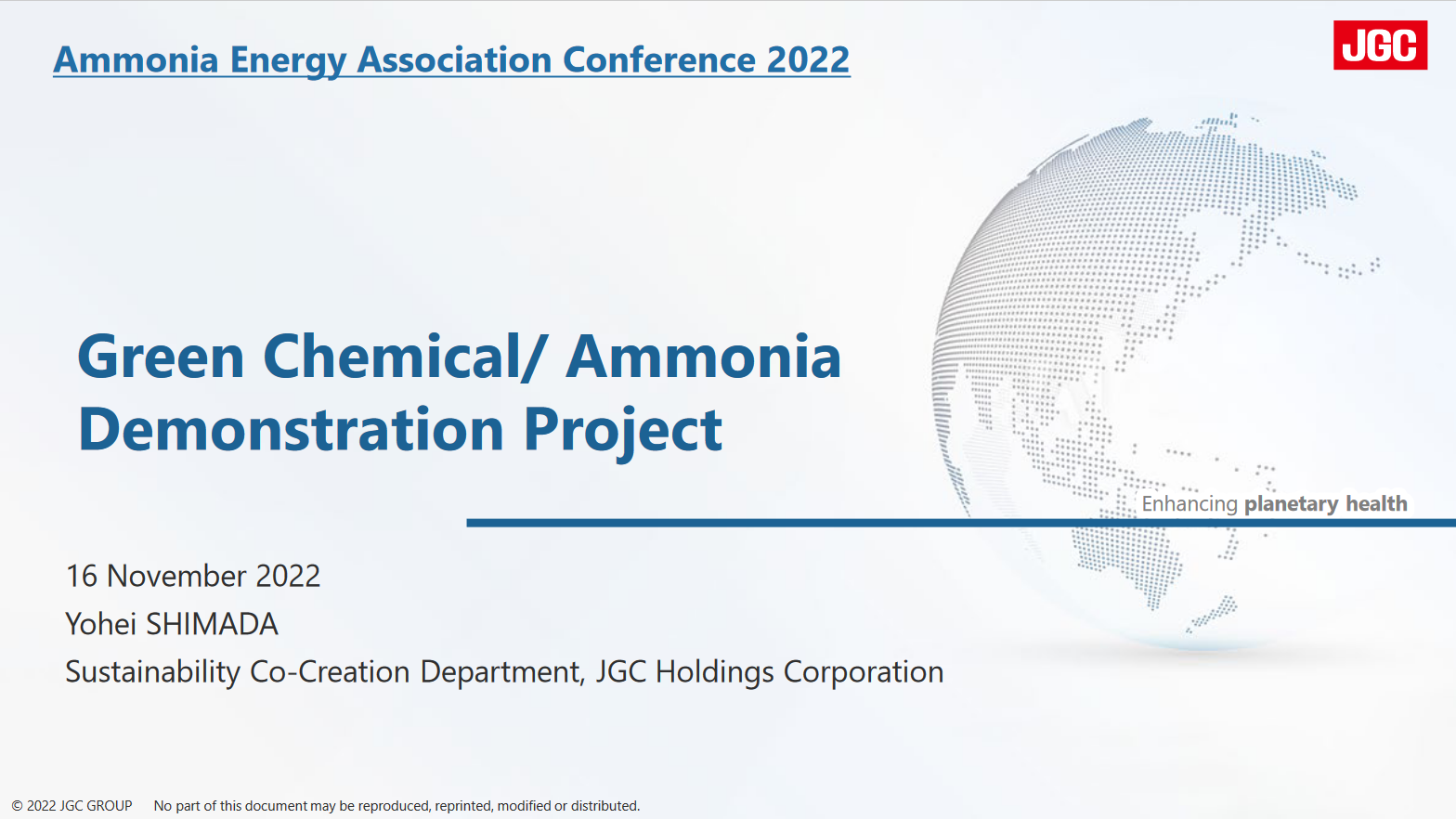 Demonstration project for a green chemical plant using large-scale alkaline water electrolysis
