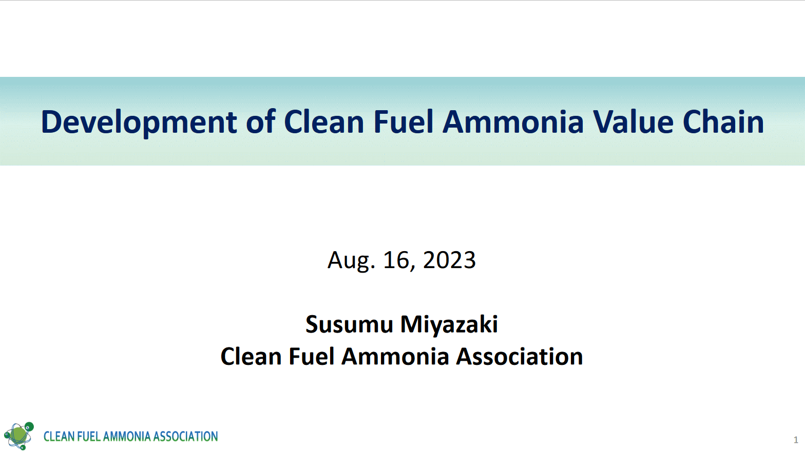 Development of Clean Fuel Ammonia Value Chain