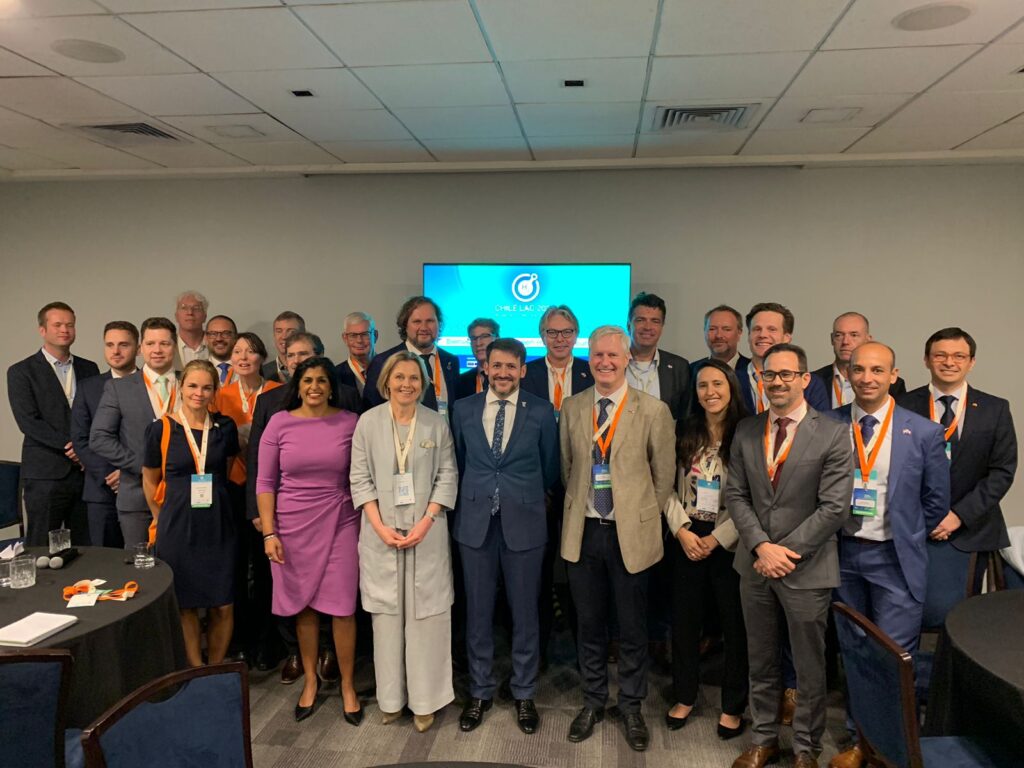Trade mission representatives at the Green Hydrogen Summit Chile LAC 2023 in Santiago.
