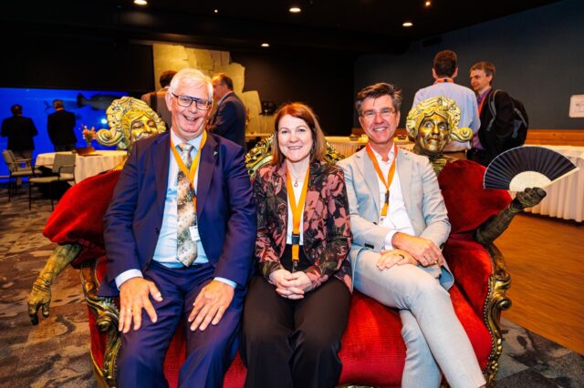 (Left to right) Outgoing AEA President Hans Vrijenhoef, incoming AEA President Vibeke Rasmussen and AEA past President Rob Stevens at the NH3 Event in Rotterdam.