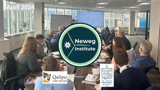 A training session by the Neweg Institute, a partnership between the Qalipu First Nation and DOB (De Oude Bibliotheek) Academy.